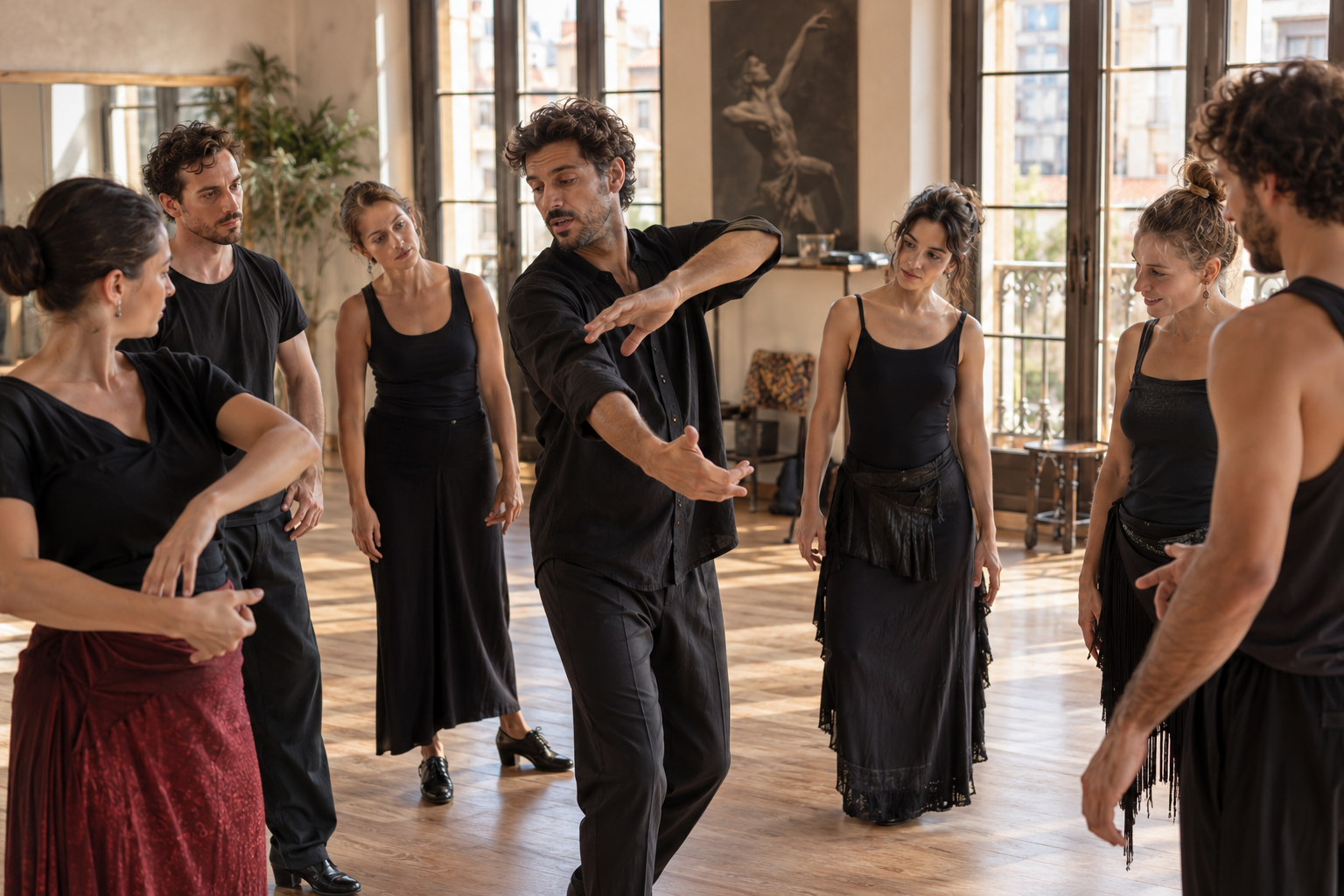 Dance masterclass with a choreographer and participants